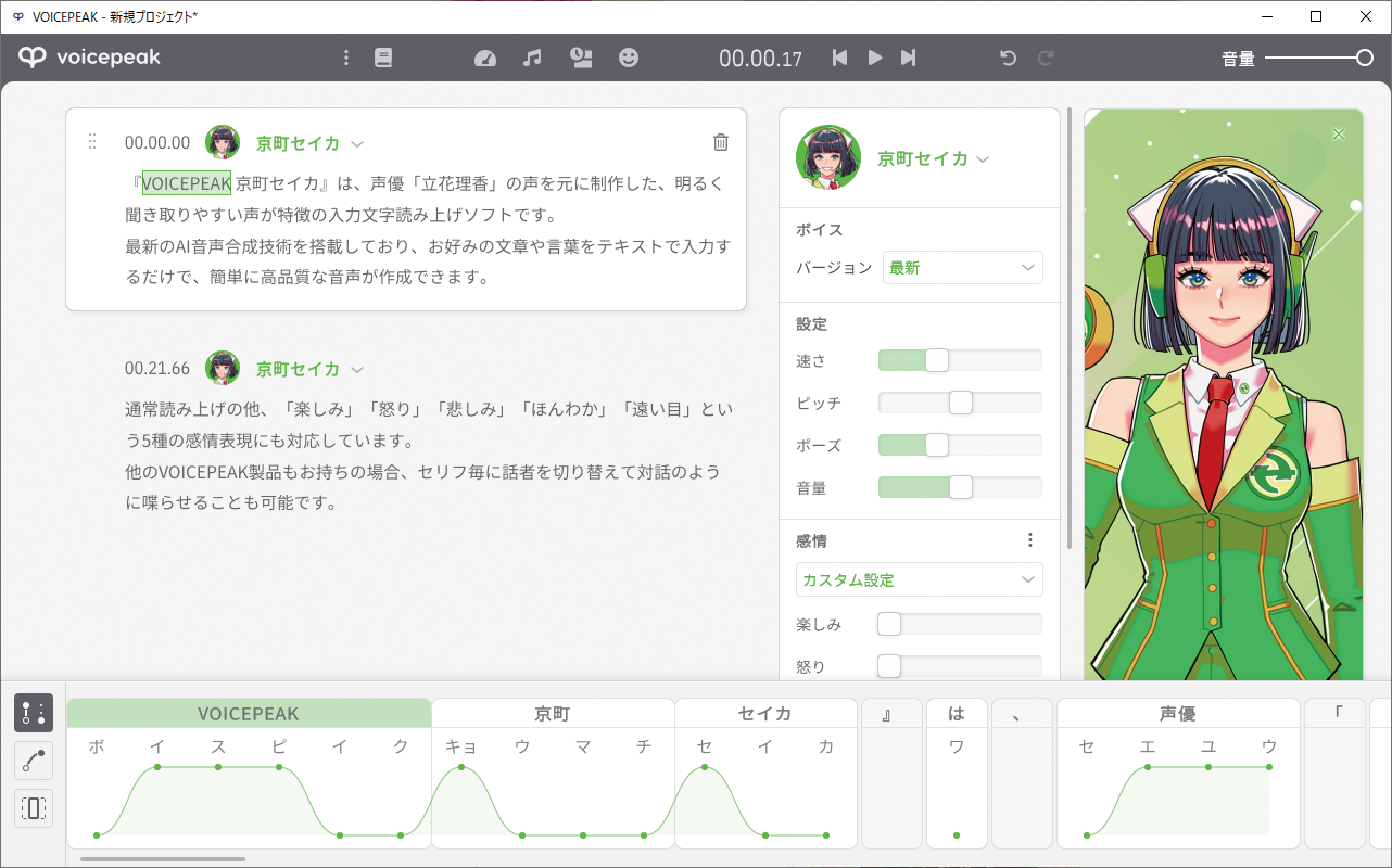 AI音声VOICEPEAK 京町セイカ