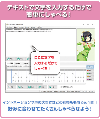 テキストで文字を入力するだけで簡単にしゃべる！